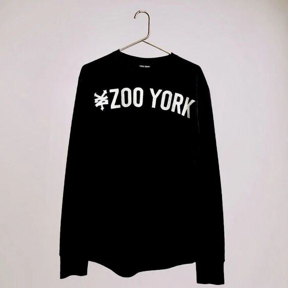 Zoo York Unisex Y2K Skateboard Thermal Long Sleeve Black Streetwear T-Shirt Med - Picture 1 of 7